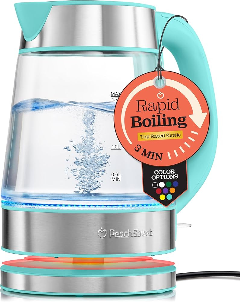 Speed-Boil Water Electric Kettle, 1.7L 1500W, Coffee & Tea Kettle Borosilicate Glass, Water Boile... | Amazon (US)