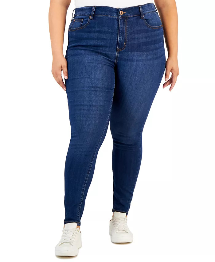 Trendy Plus Size Mid Rise Infinite Stretch Dawson Super-Skinny Jeans | Macy's