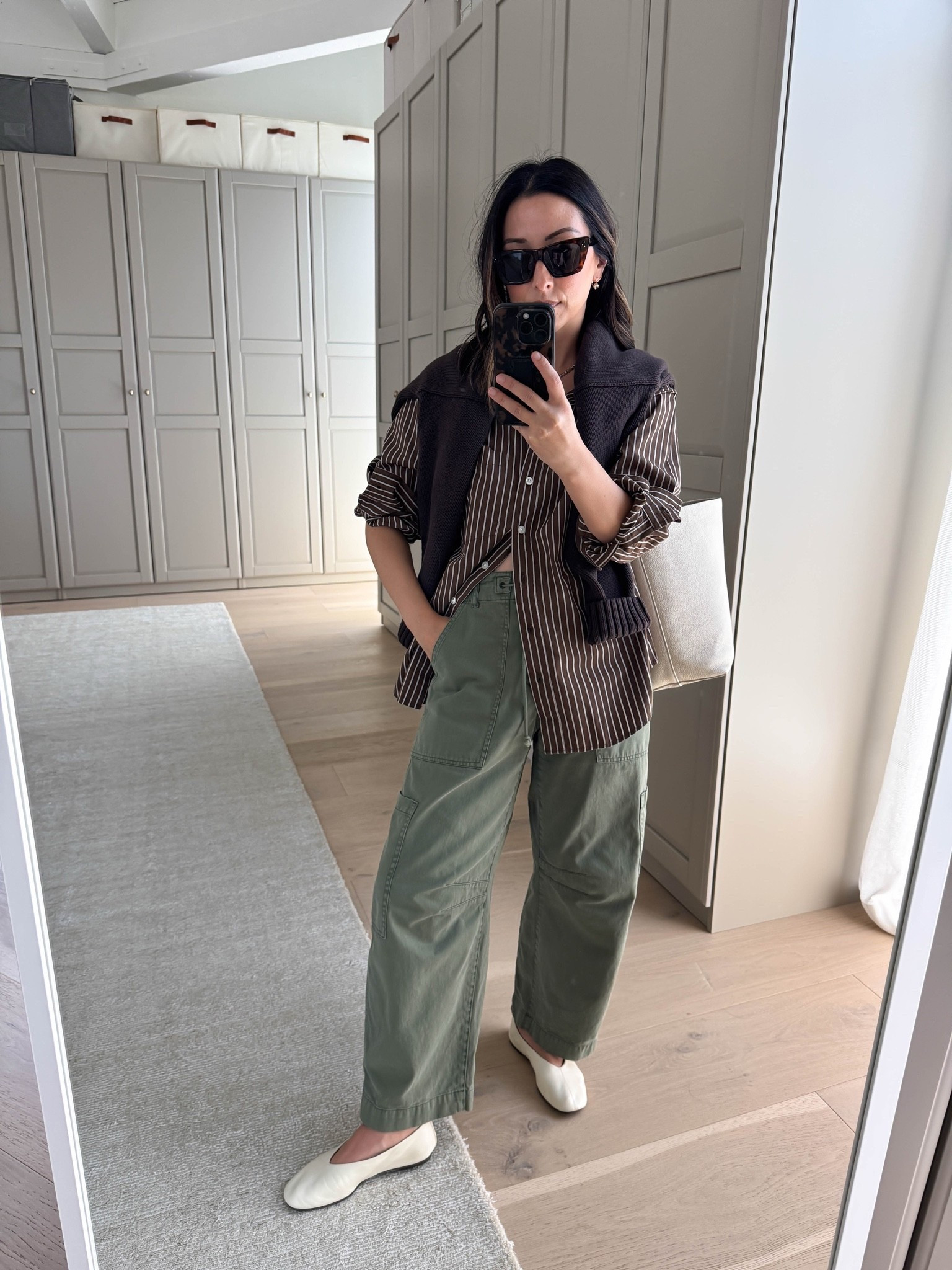 Gap Big Shirt in new fall colors. Sizing seems to be smaller these days. Ordered the petite small to try out. 

Gap big shirt petite xs
Gap sweater petite small
Pistola cargos 25 petite 
Reformation flats 5
Quince bag small
Celine sunglasses
Electric Picks earrings
Dorsey James necklace 15”

#LTKootd #LTKmomlife #LTKPetite