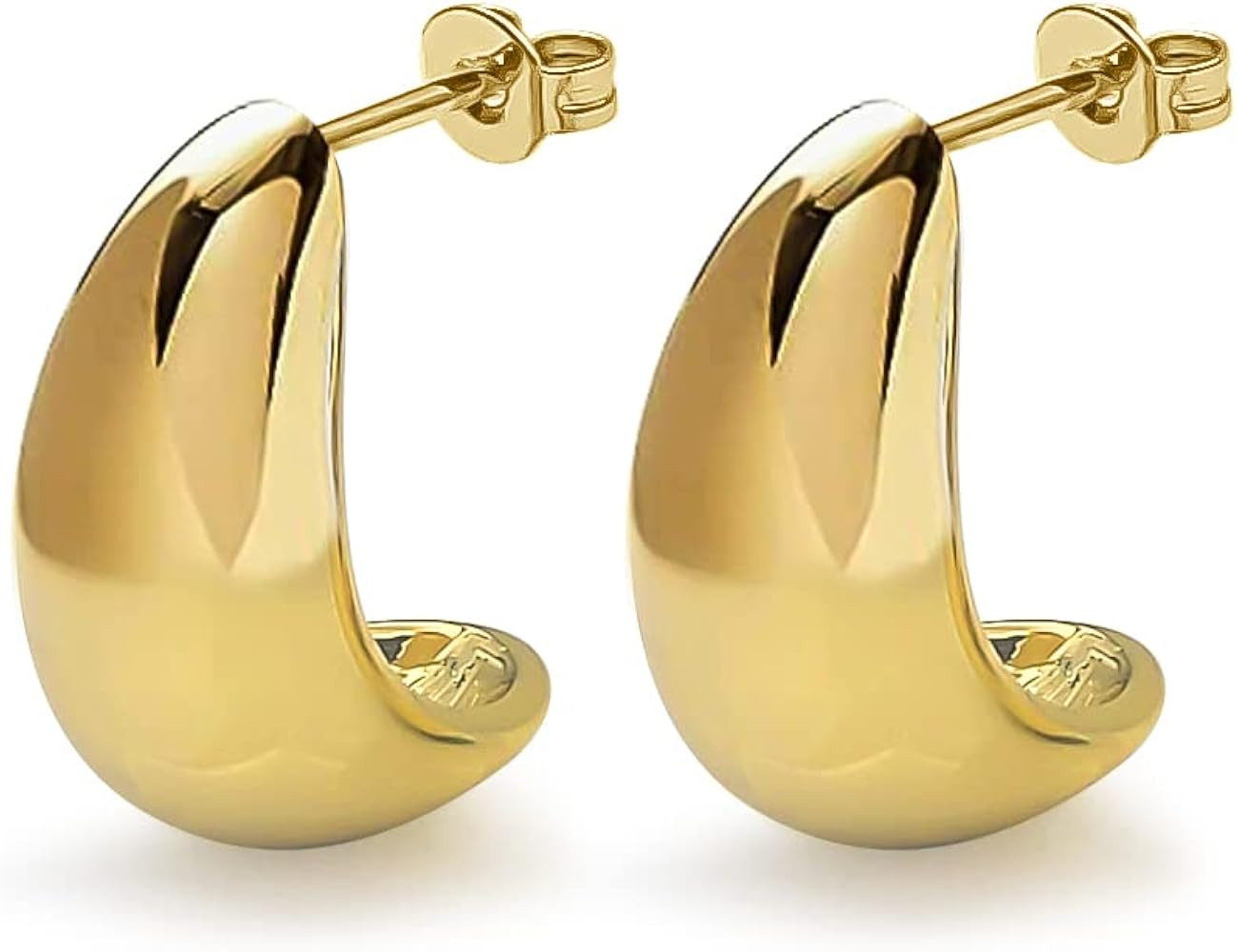 Chunky Gold Hoop Earrings for Women,Lightweight Waterdrop earrings, 18K Gold Plated Hypoallergeni... | Amazon (US)