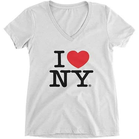 I Love NY Ladies V-Neck T-Shirt Tee Officially Licensed White Large | Walmart (US)