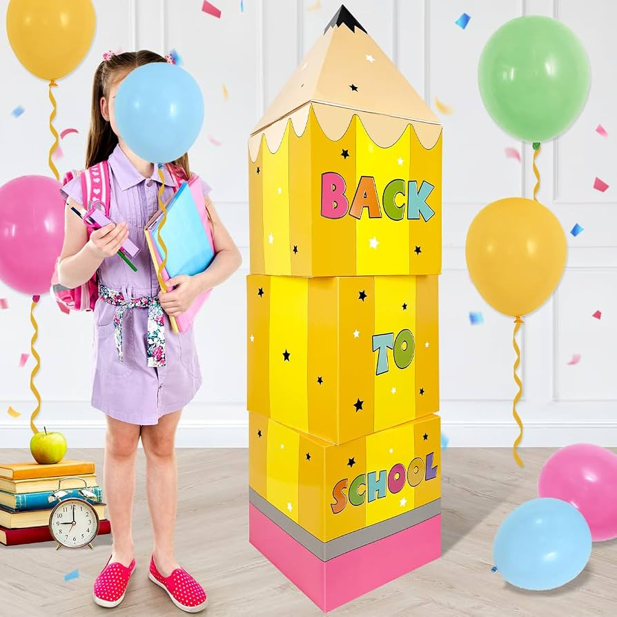 Welcome Back to School Decorations 4pcs Big Pencil Boxes for First Day of School Classroom Decora... | Amazon (US)