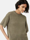 Linen Slub Knitted T-shirt | Khaki | Jigsaw (UK)