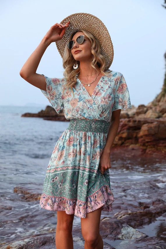 Chase the Sun Bohemian Mini Dress / Cocktail Party Dresses  | Etsy | Etsy (US)