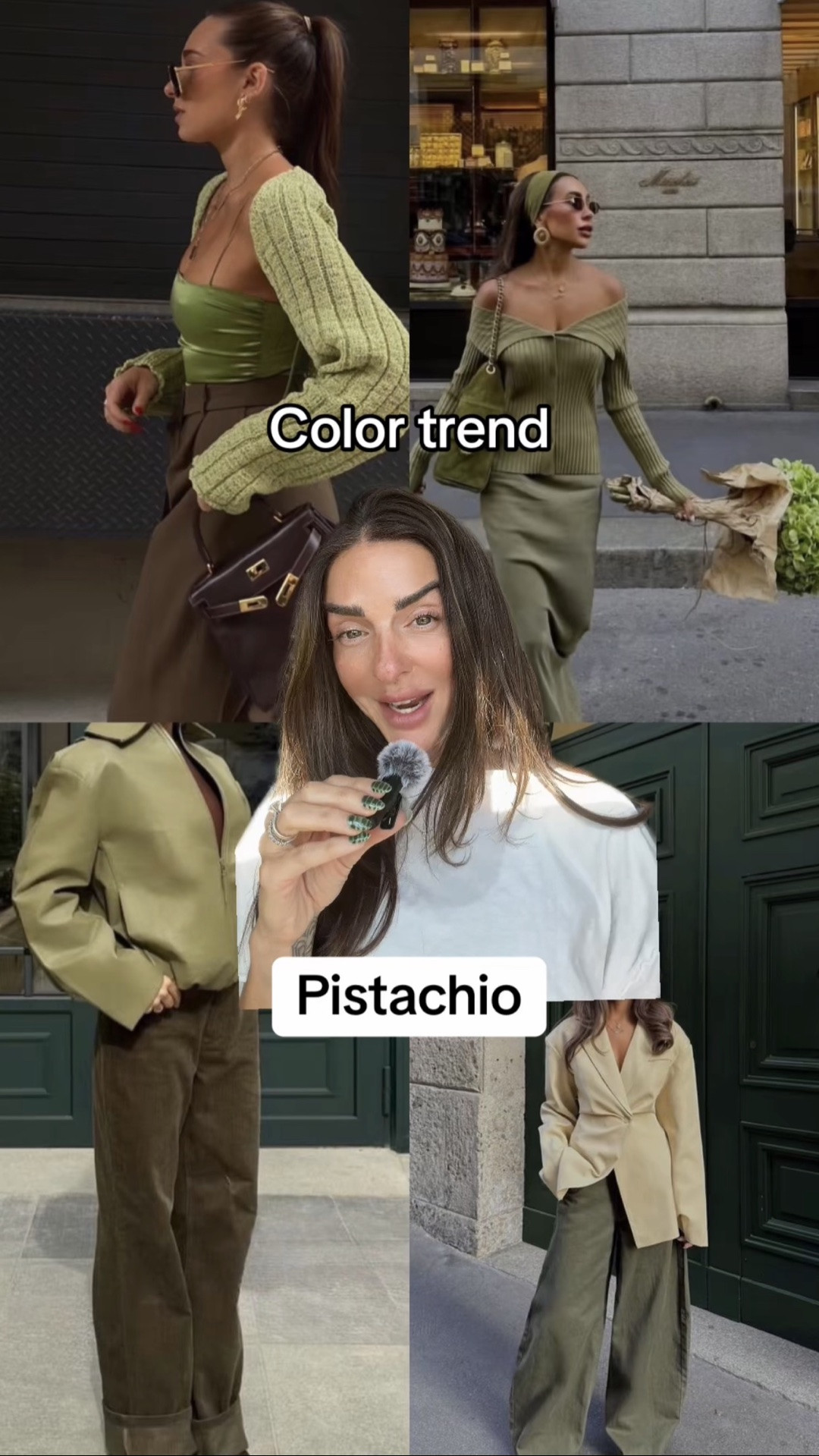 Pistachio green is going to be everywhere this fall, and this is how I would style it. I made a collection with my favorite pistachio pieces + the colors I would wear them with.