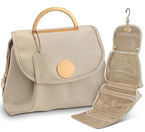 Chandelli Designer Travel Toiletry Bag With Hook - Fits 50 Toiletries - Large Toiletry Bag Hanging - Hanging Makeup Bag Travel Cosmetic Bag - Travel Gifts For Women - Bathroom Travel Bag For Women | Amazon (US)