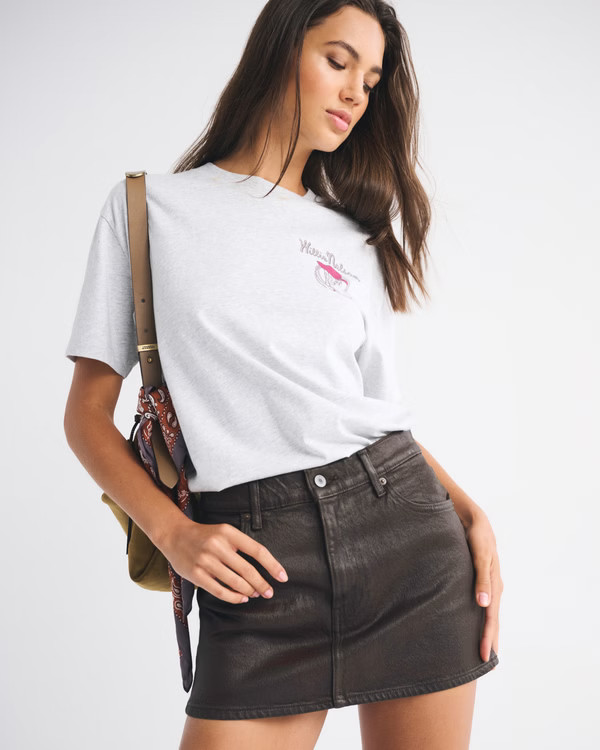 Mid Rise Denim Mini Skirt | Abercrombie & Fitch (US)