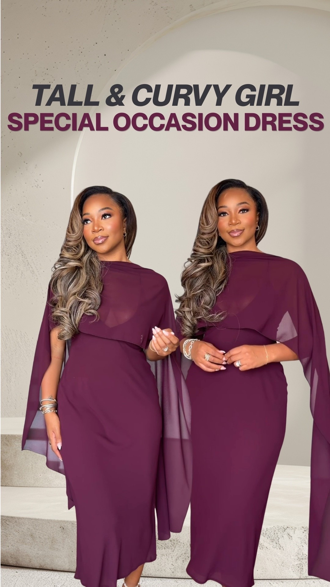 Stylish and elegant maxi dress with a chic chiffon cape for special occasions. I'm 5'9 200 lbs, wearing [M-L] 

 #LTKootd #LTKMidsize #LTKTall