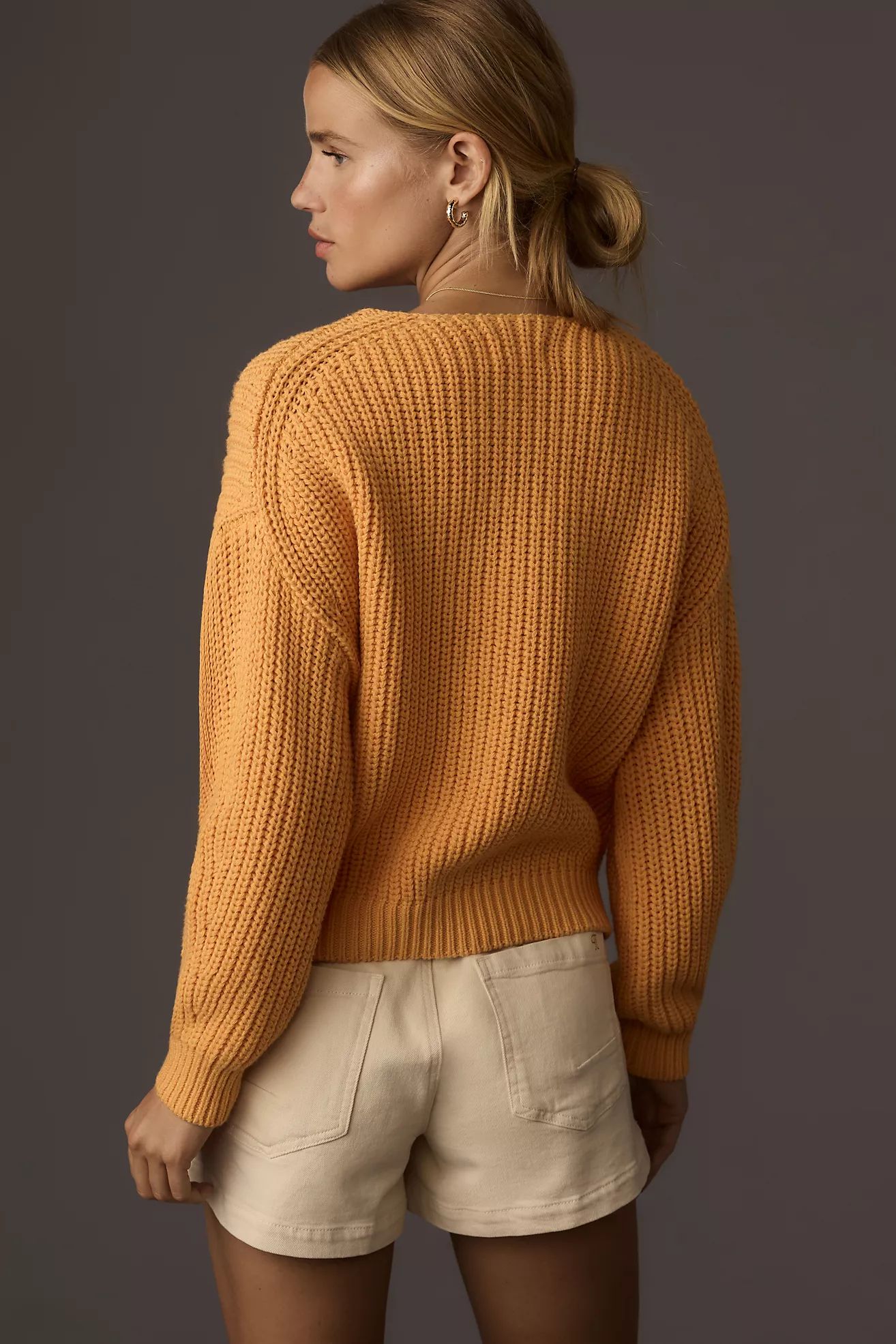 Maeve V-Neck Sculptured Pullover Sweater | Anthropologie (US)