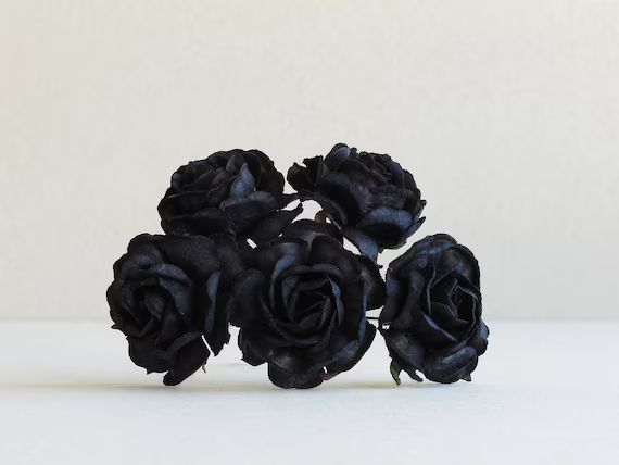 35mm Black Paper Roses 5pcs  Mulberry Paper Flowers With - Etsy Canada | Etsy (CAD)