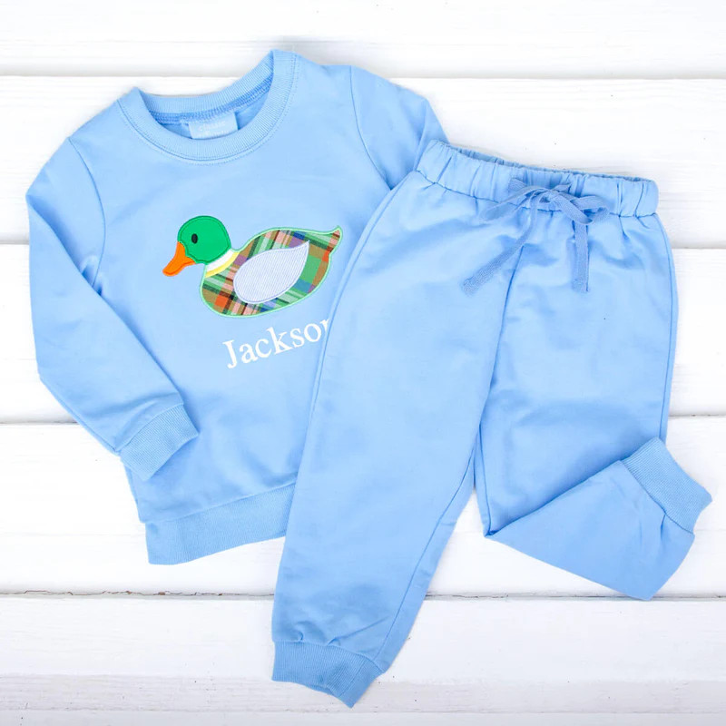 Mallard Applique Blue Jogger Set | Classic Whimsy