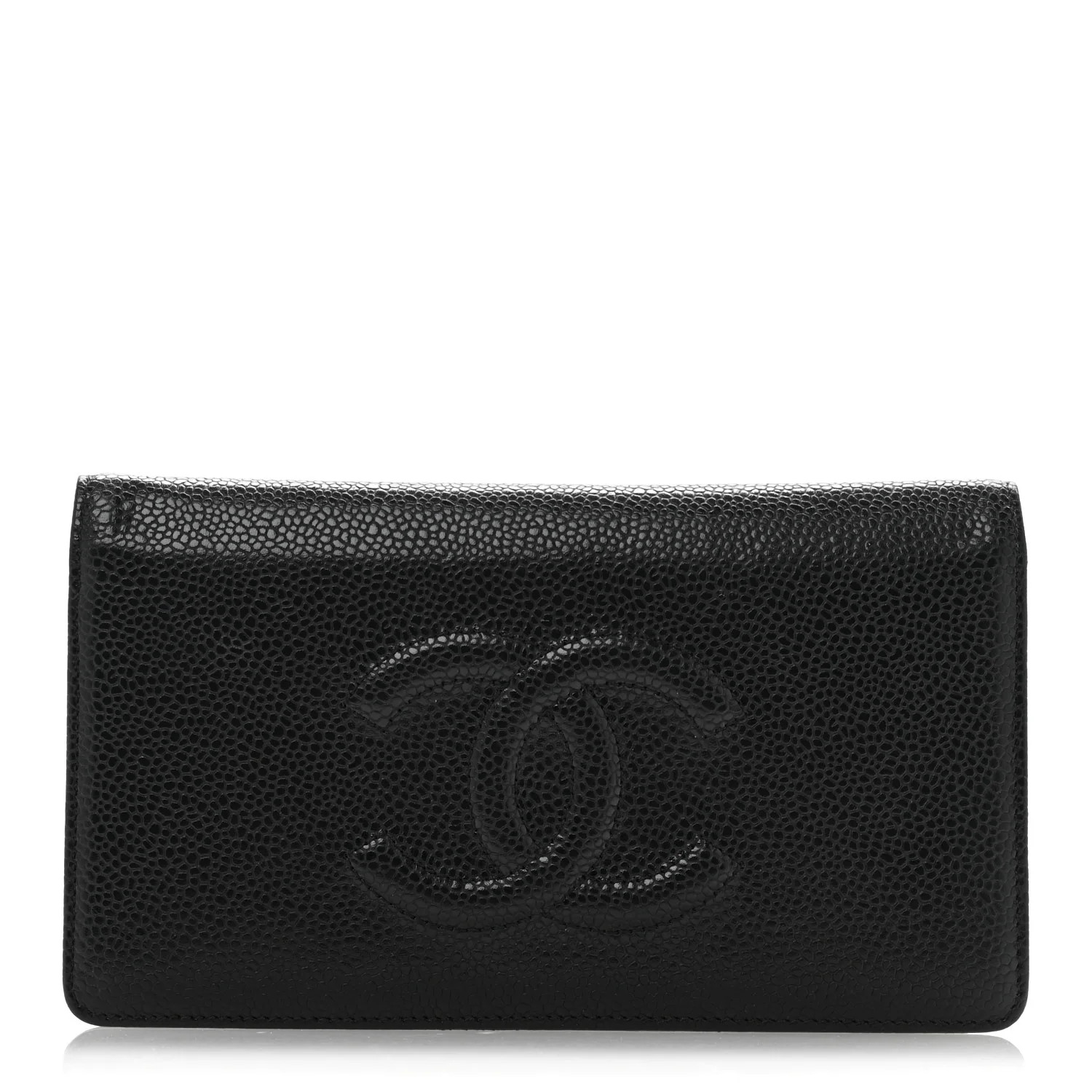 Chanel Caviar Timeless CC Yen Wallet Black | FASHIONPHILE (US)
