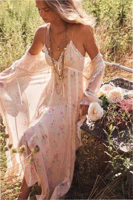 Thalienne Lace-Trimmed Silk Dress MAPLE CIDER / 2 | LoveShackFancy