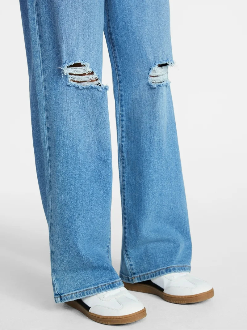 No Boundaries High Rise Baggy Wide Leg Jeans, 32'' Inseam, Women’s and Women's Plus XXS-4X | Walmart (US)