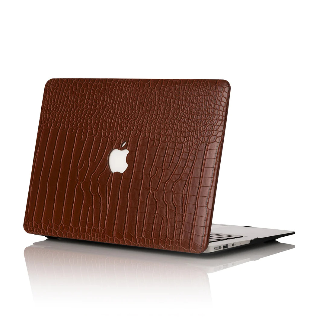 Cognac Faux Crocodile MacBook Case | Chic Geeks