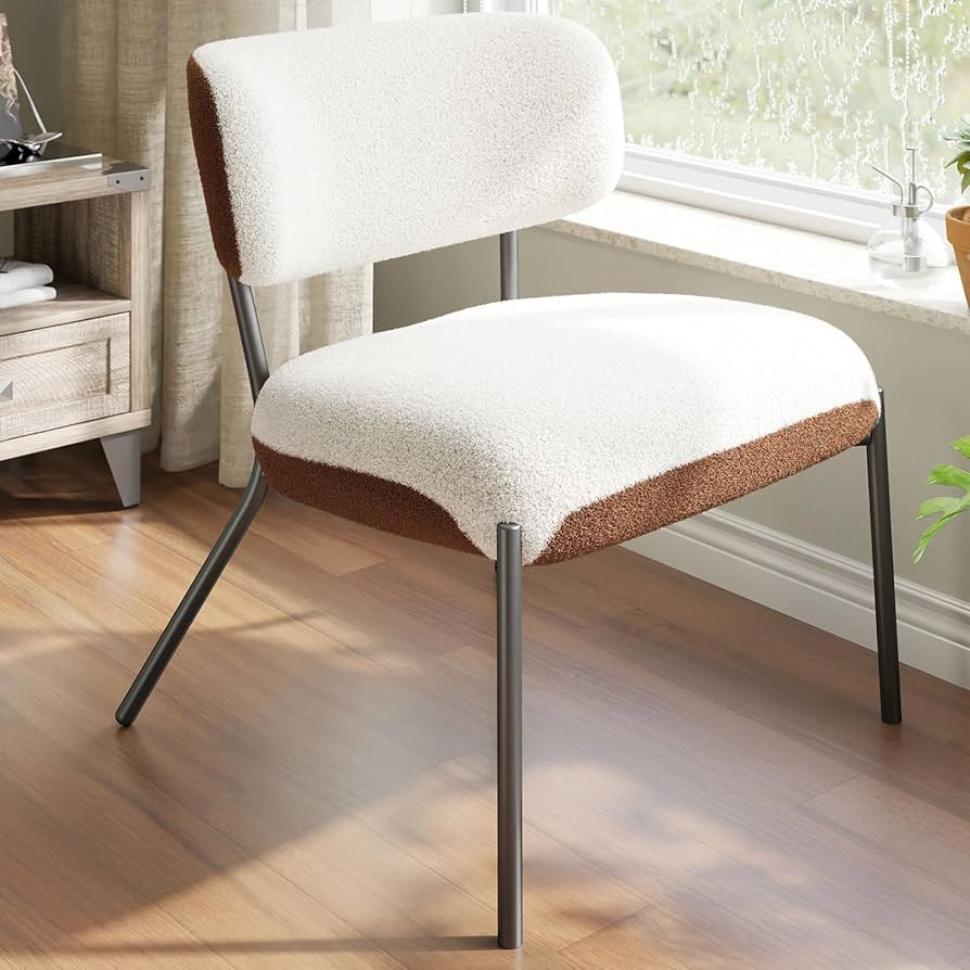 AMERLIFE Modern Makeup Vanity Chair with Back, Comfy Accent Chair with Metal Legs for Living Room... | Amazon (US)