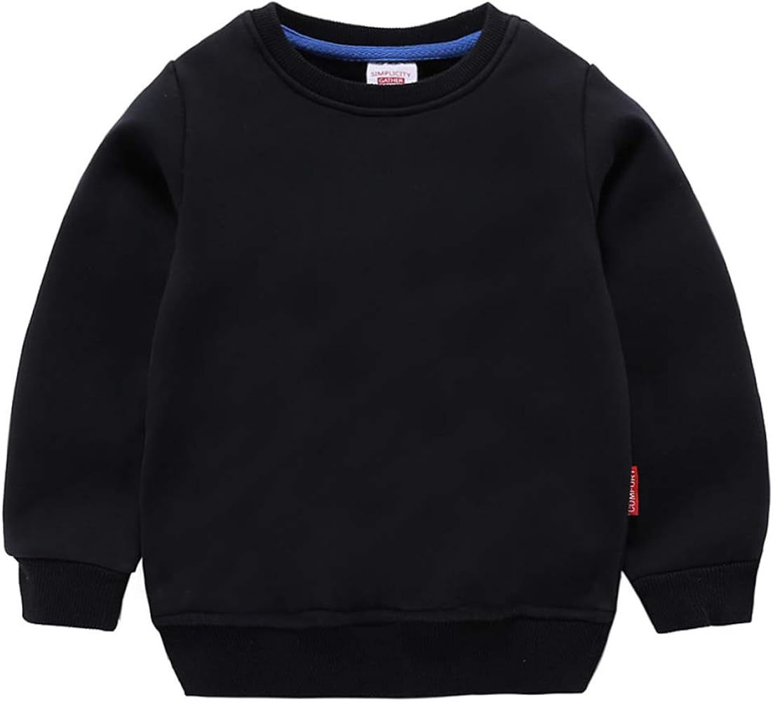 Boys' Crewneck Sweatshirt Girls Sport Long Sleeve Cotton Kids Toddler Solid Pullover Tops(1-8 Yea... | Amazon (US)