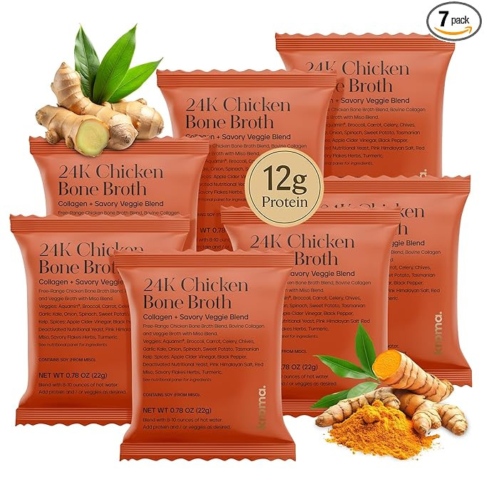 Kroma’s 24K Chicken Bone Broth Powder - 7 Pack, 7 Servings – Organic Protein-Rich Bone Stock ... | Amazon (US)