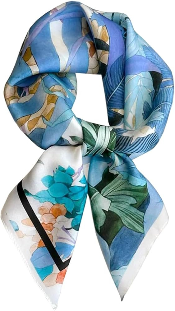 100% Mulberry Silk Square Scarf for Hair-25.6" X25.6'' Women Men Natural Silk Neckerchief Digital... | Amazon (US)