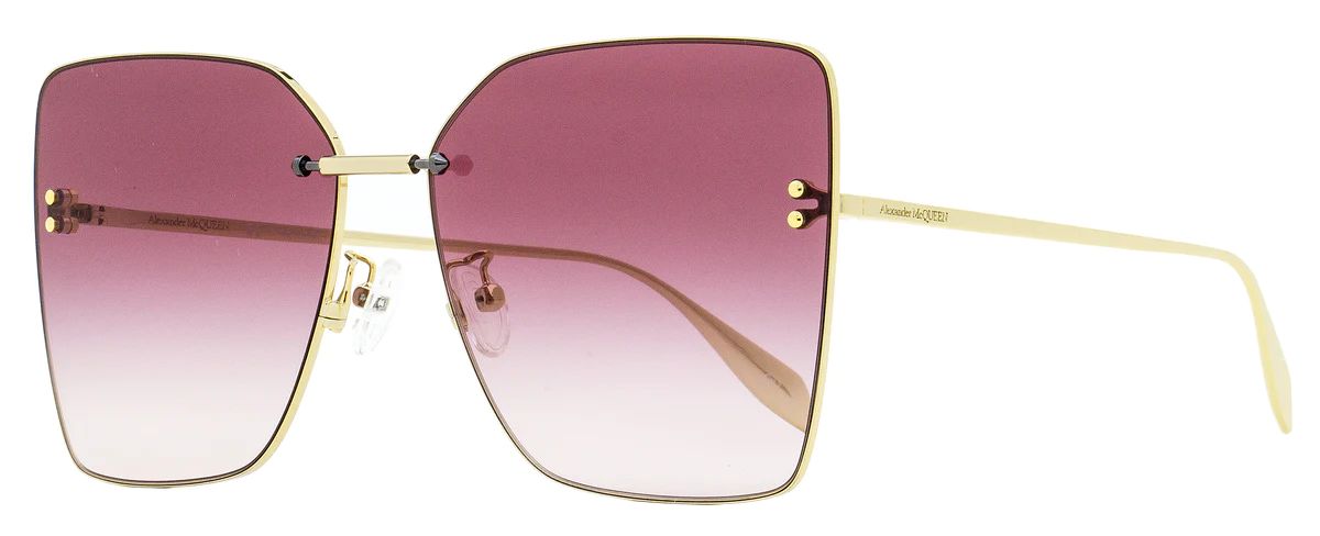Alexander McQueen Women's Square Sunglasses AM0342S 003 Gold 63mm | Shop Premium Outlets