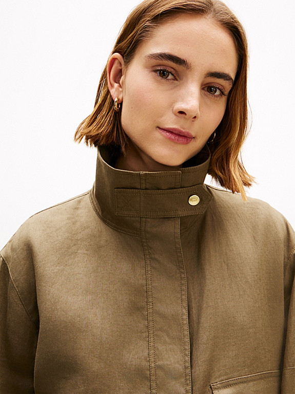 Gold-Tone Button Pure Linen Utility Jacket | Tommy Hilfiger UK