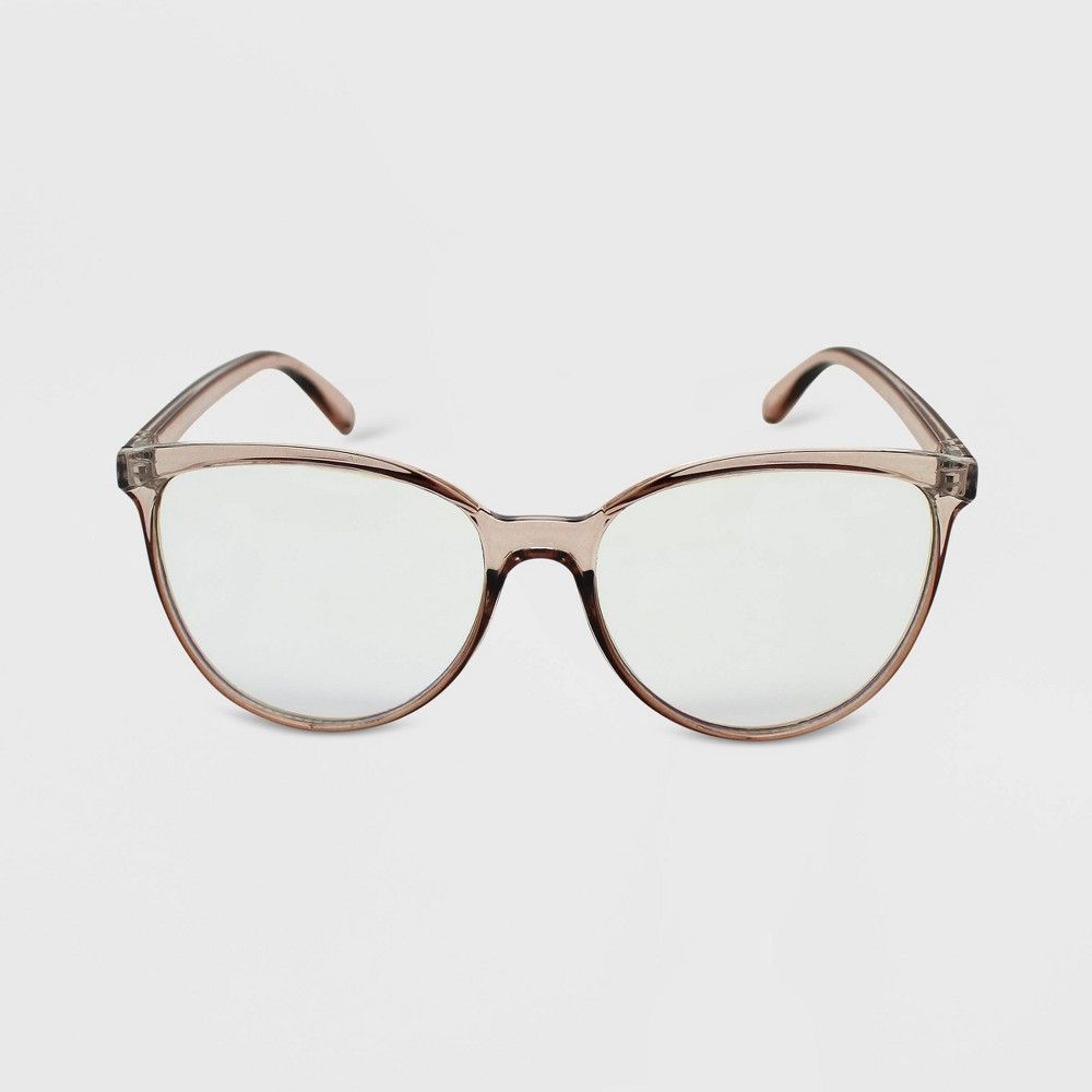 Women's Crystal Oversized Cateye Blue Light Filtering Glasses - Wild Fable Brown | Target