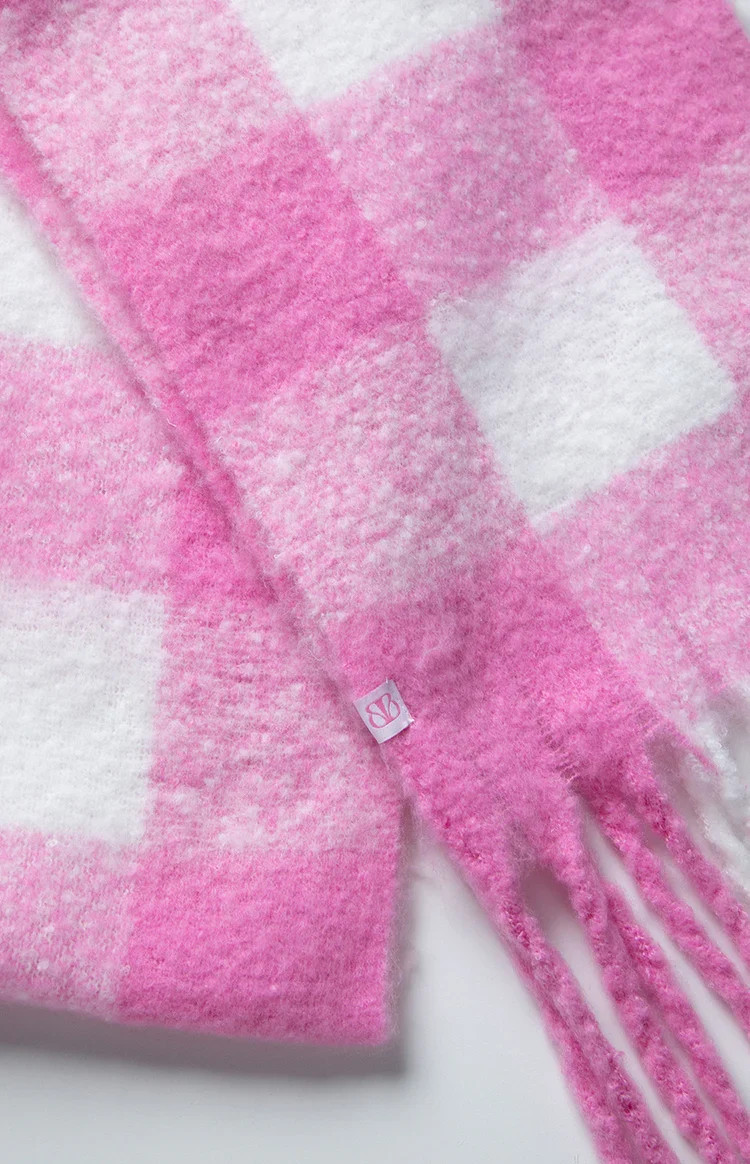 Pink Check Blanket Scarf | Beginning Boutique (US)