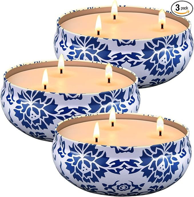 Hausware Citronella Candles Outdoor & Indoor - Large 13.5 oz Scented Candles Set 3 Pack Natural S... | Amazon (US)