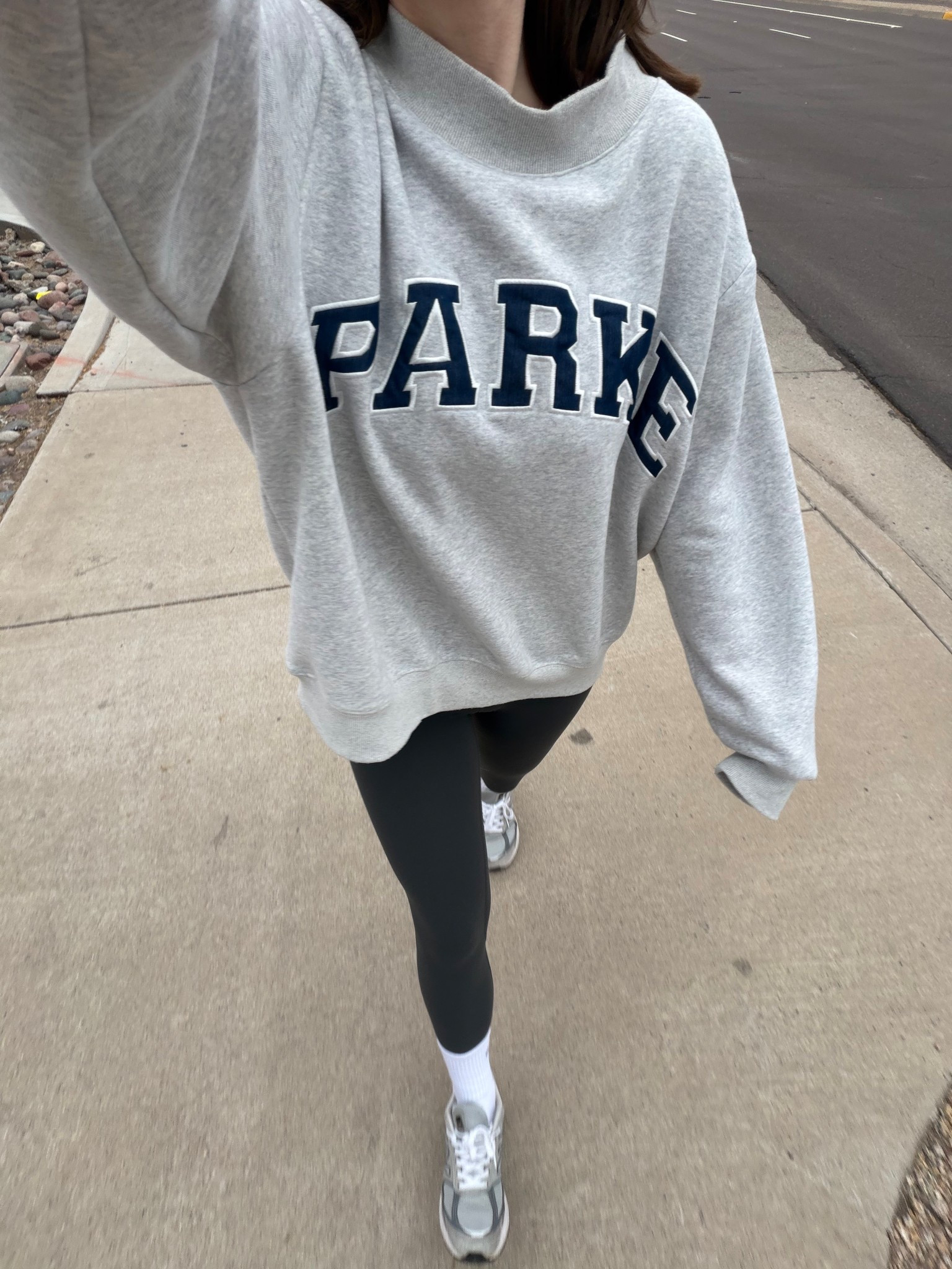 Size l/xl crewneck and size 2 in leggings! 

#LTKActive #LTKU #LTKootd