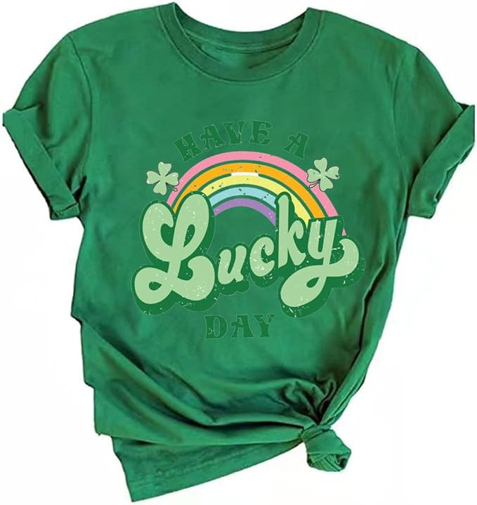 Yimoya Womens Feelin Willie Lucky T-Shirt Casual Shamrock St Patrick's Day Shirt Irish Tees | Amazon (US)