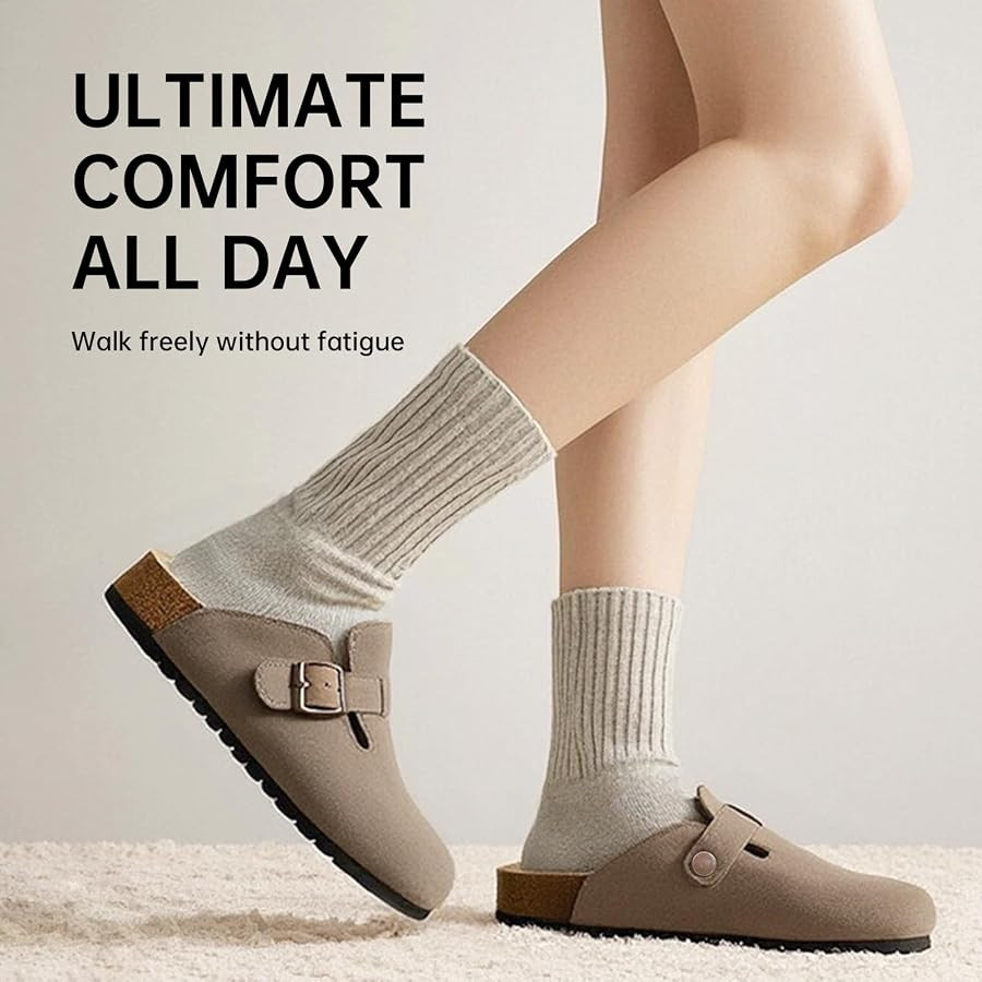 Women's Men's Suede Clogs Leather Mules Cork Footbed Sandals Comfort Potato Shoes with Arch Suppo... | Amazon (US)