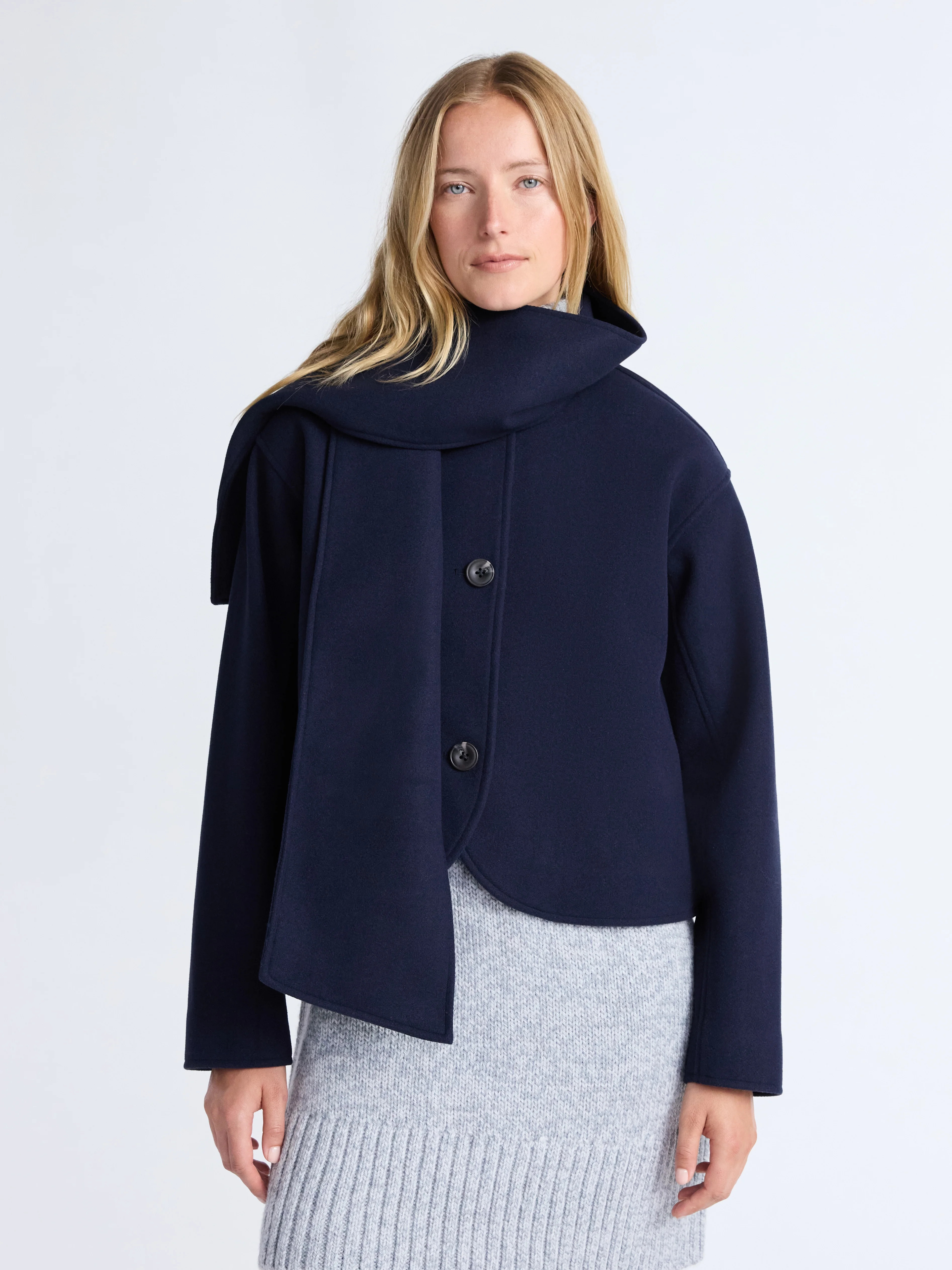 Free Assembly Women's Faux Wool Jacket with Scarf, Sizes XS-XXL | Walmart (US)