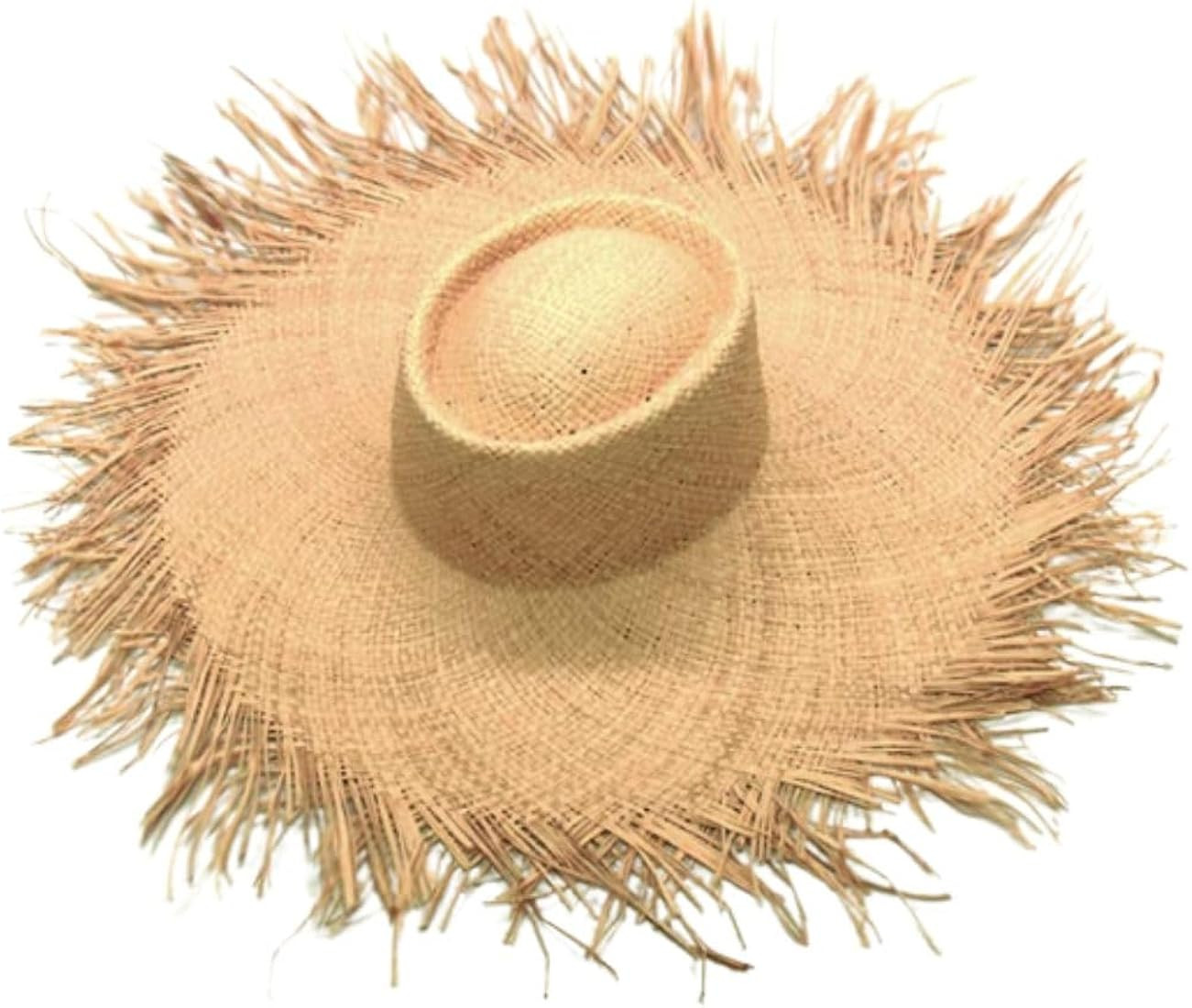 Summer Women 100% Natural Hand Made Raffia Straw Large Wide Brim Sun Hat Jazz Beach Panama Cap Be... | Amazon (US)