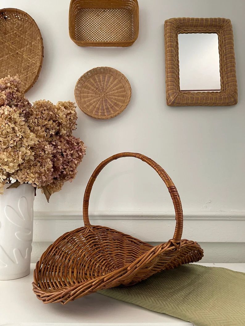 Large Vintage Wicker Gathering Basket | Etsy (CAD)