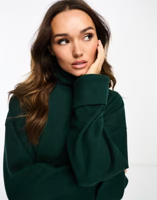 ASOS DESIGN supersoft co-ord roll neck with cuff detail in pine green - DGREEN | ASOS (Global)
