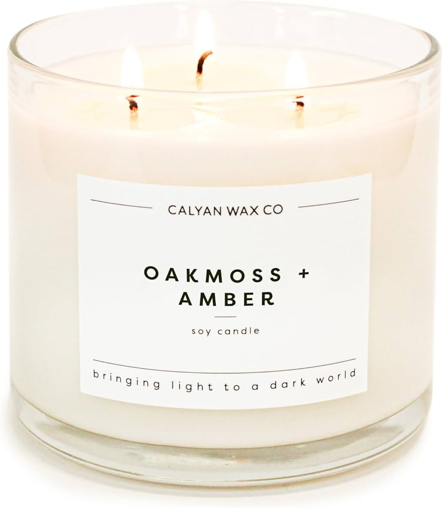 Calyan Wax Scented Candle, Oakmoss & Amber, 3 Wick Candle for The Home Scented with Moss & Sage, ... | Amazon (US)