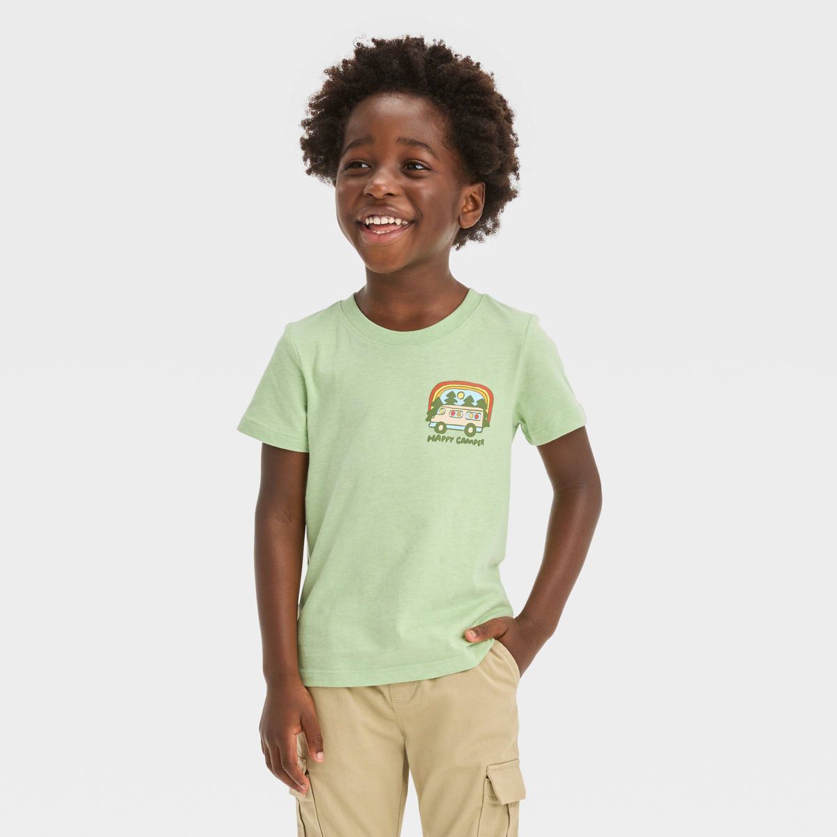 Toddler Boys' Happy Camper Short Sleeve Graphic T-Shirt - Cat & Jack™ Green | Target