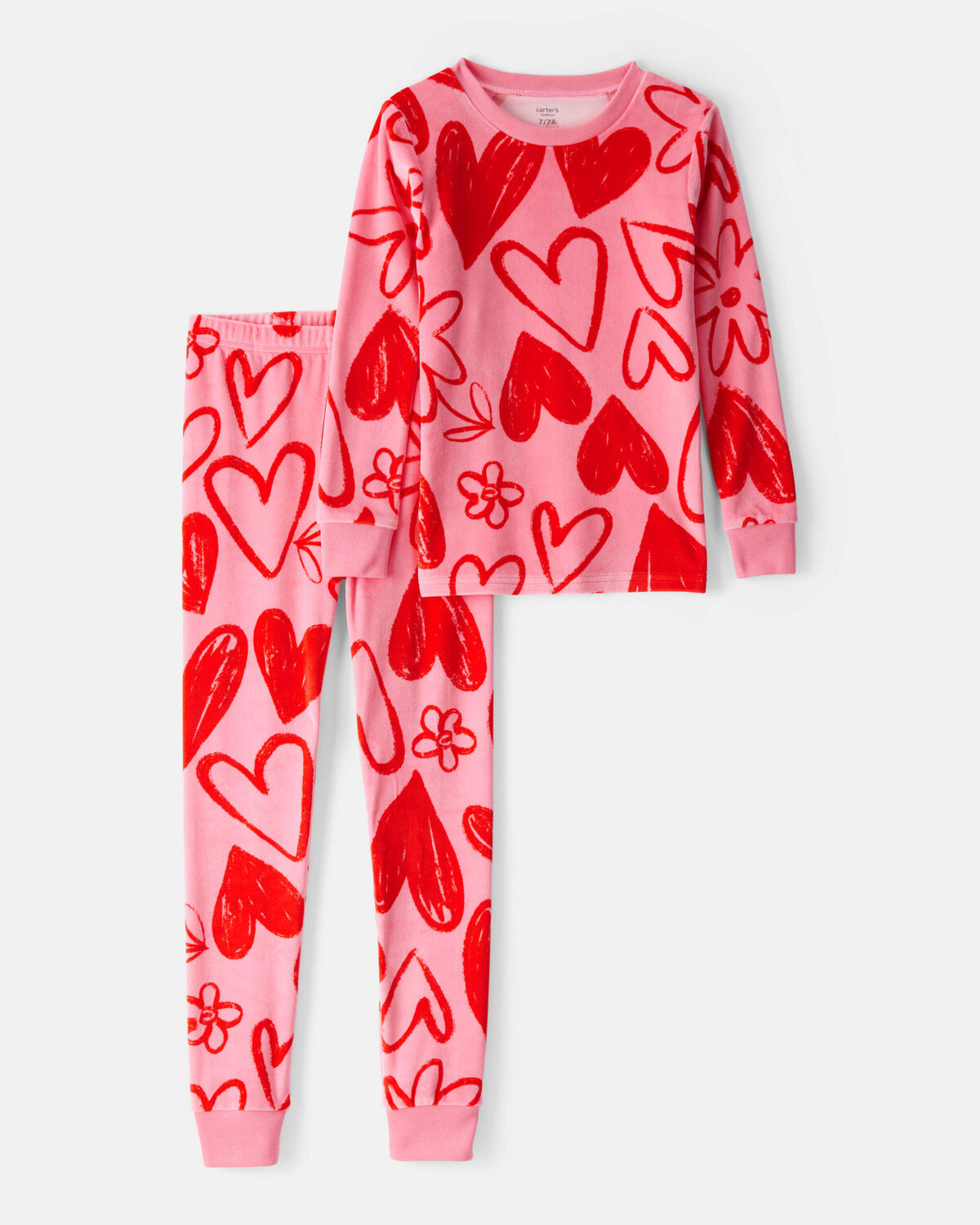 Girls Heart DreamPlush Snug Fit 2-Piece Pajamas - Red/Pink | Carter's | Carter's Inc