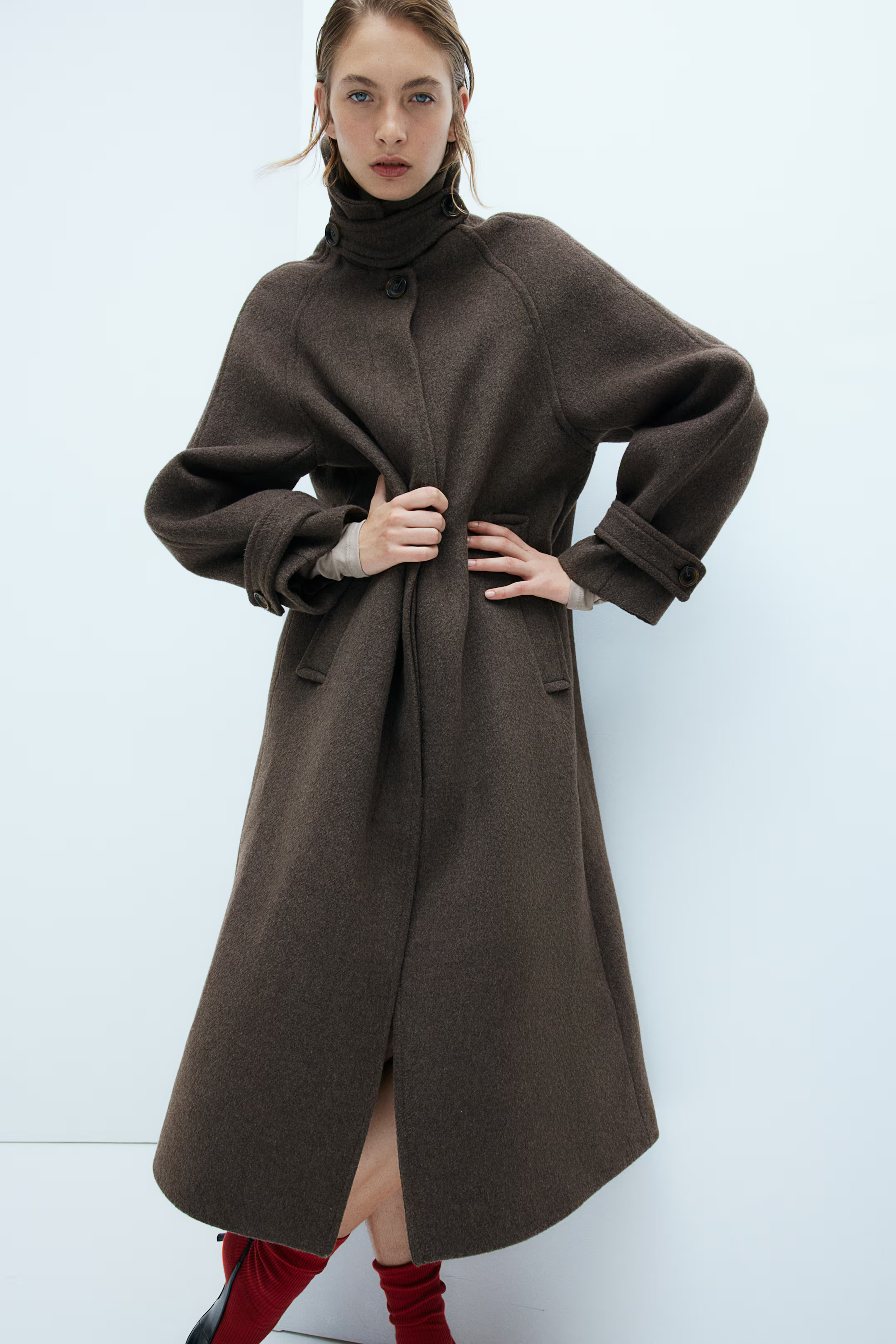 Wool-blend car coat - Dark brown - Ladies | H&M GB | H&M (UK, MY, IN, SG, PH, TW, HK)