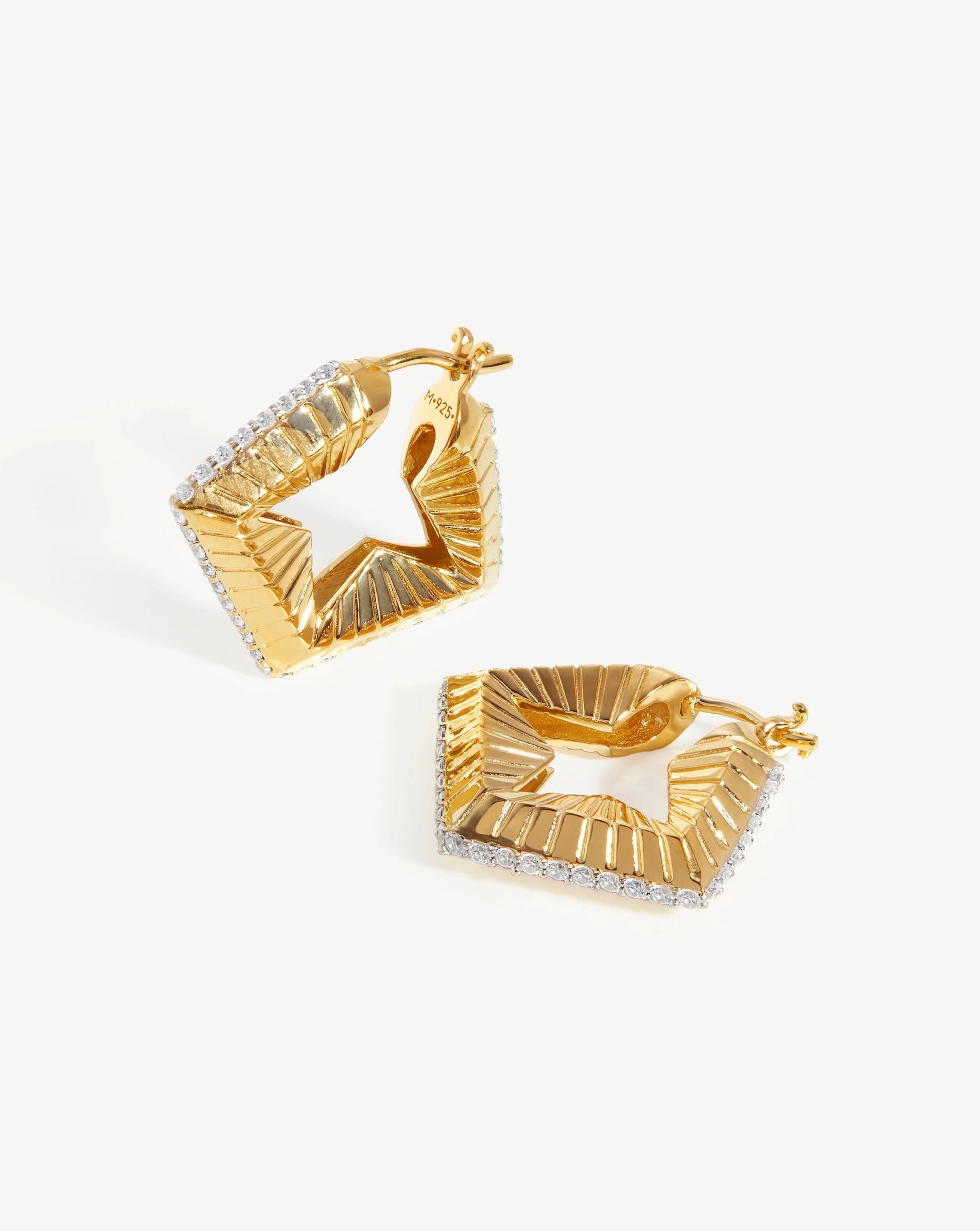 Celestial Medium Pave Star Hoop Earrings | 18ct Gold Plated Vermeil/Cu | Missoma