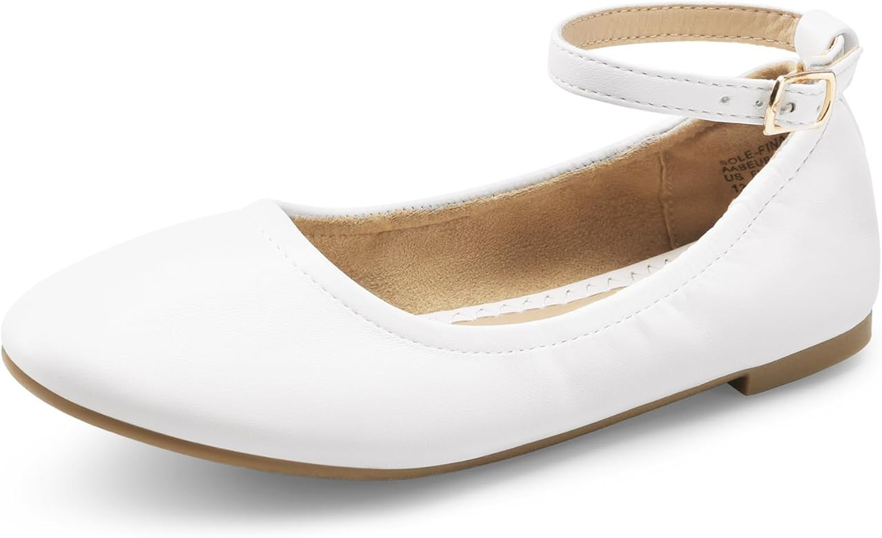DREAM PAIRS Girls Dress Shoes Girl's Ballerina Flat Ankle Strap Ballet Flats (Toddler/Little Kid/... | Amazon (US)
