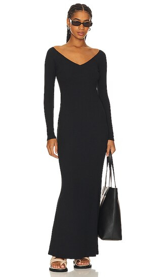 Nadien Surplice Dress in Black | Revolve Clothing (Global)