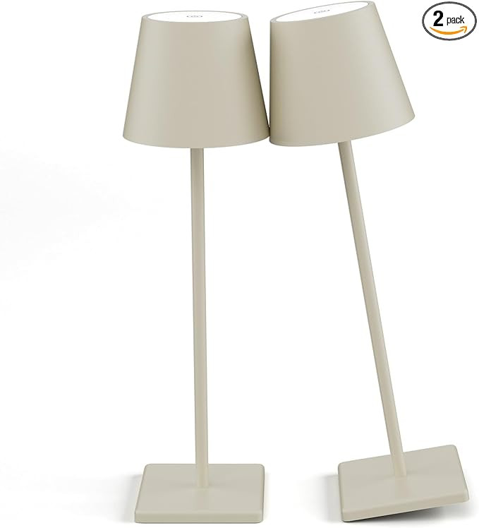 2-Pack LED Cordless Table Lamp, Rechargeable Battery Desk lamp 3W 5500mAh Battery Operated Steple... | Amazon (US)
