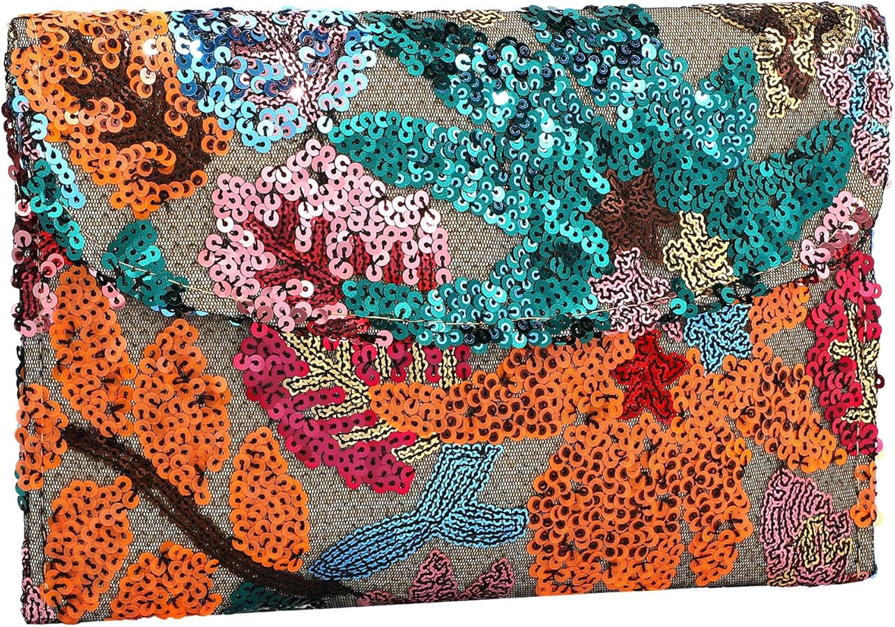 Floral Beaded Clutch Embroidery Sequin Beaded Purse Small Evening Clutch Purses for Women | Amazon (US)