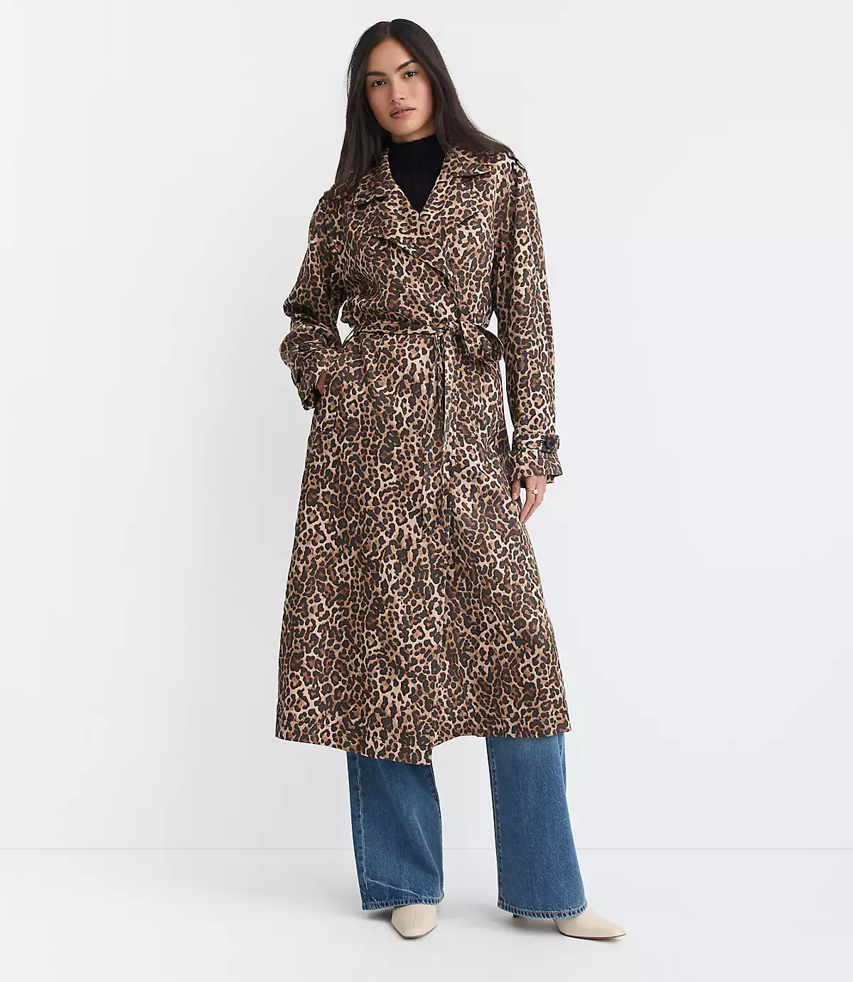 Leopard Print Fluid Trench Coat | LOFT