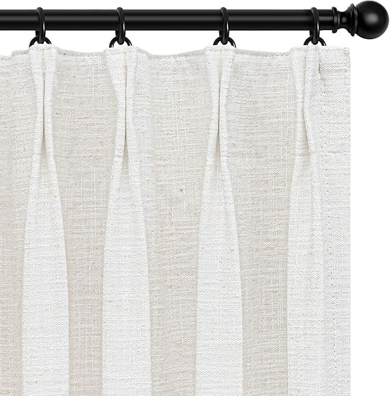 INOVADAY Pinch Pleated Curtains Blackout, Linen Pleated Blackout Curtains 108 inches Long, 100% B... | Amazon (US)