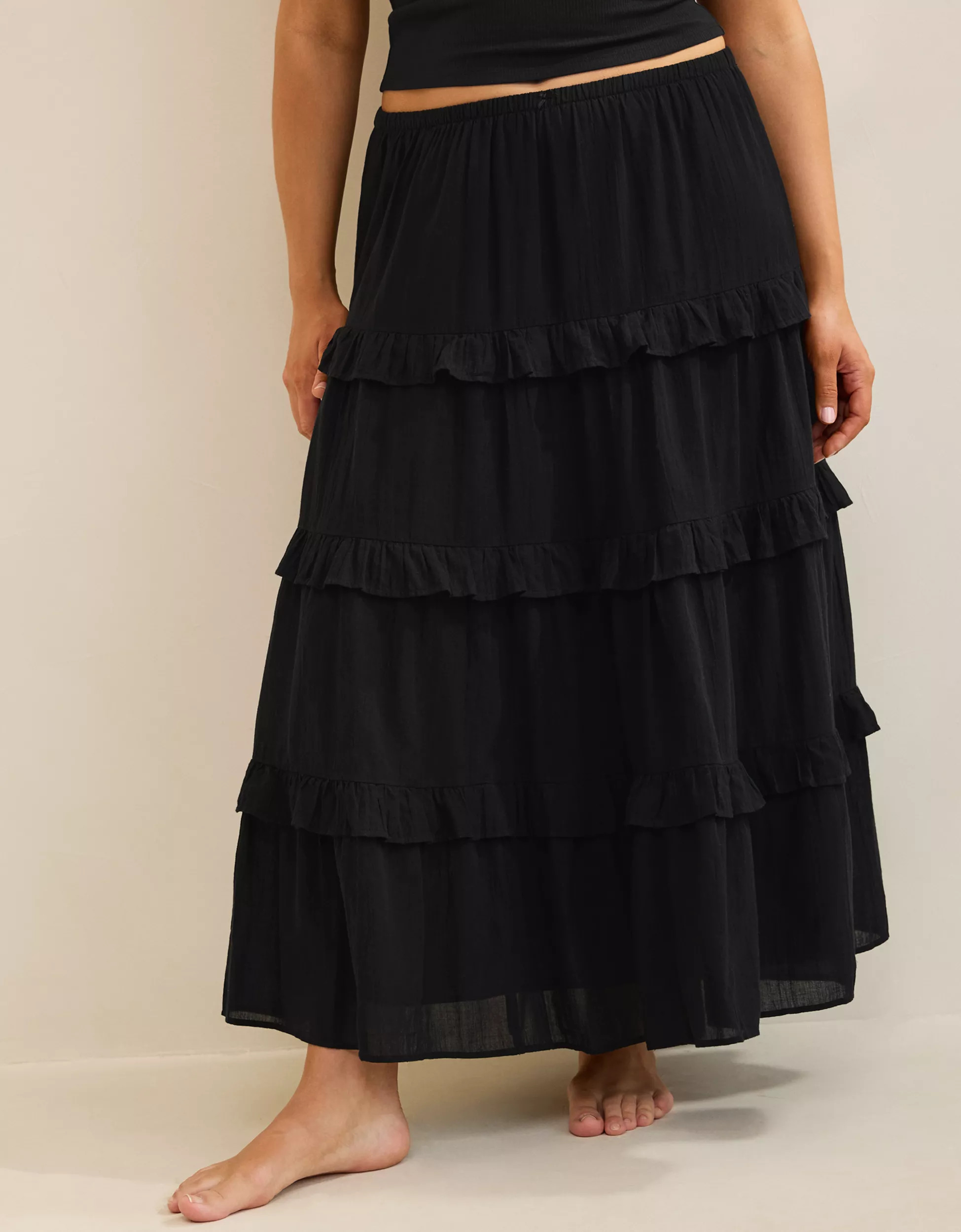 Aerie Ready To Ruffle Tiered Midaxi Skirt | Aerie