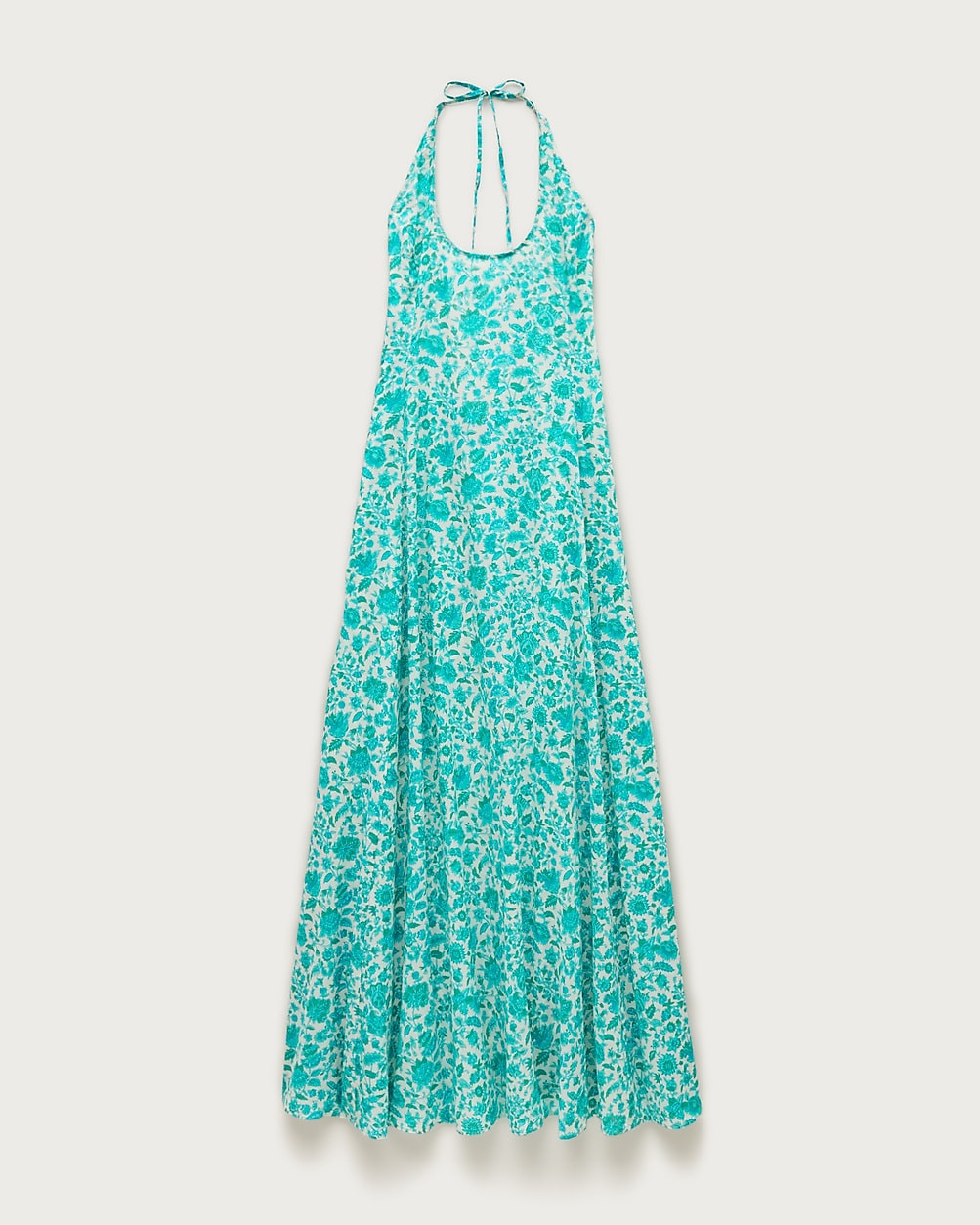 Halter beach dress in blue floral | J. Crew US
