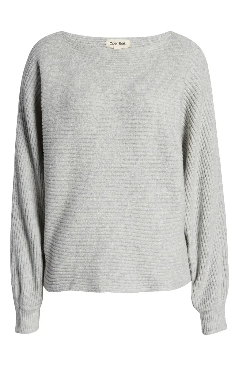 Open Edit Rib Dolman Sleeve Cotton Blend Sweater | Nordstrom | Nordstrom