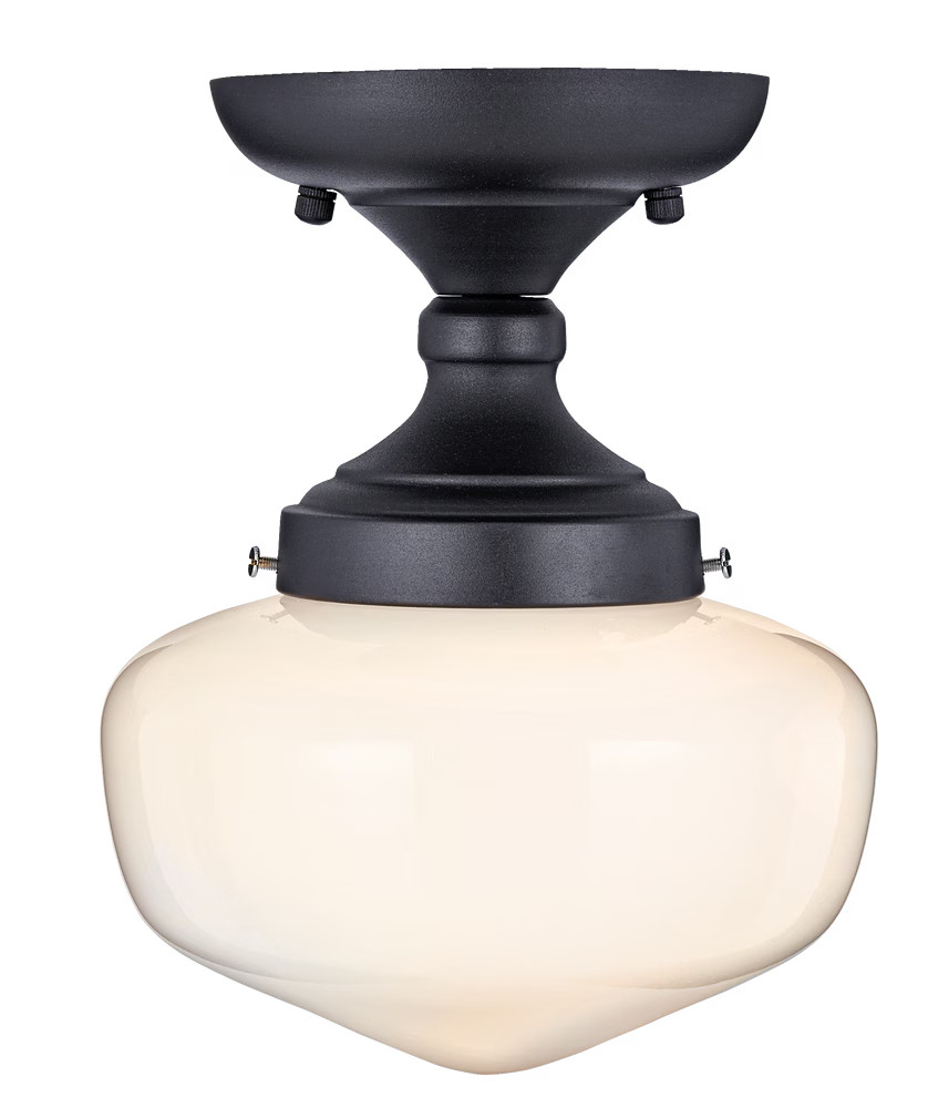 CANVAS Olive Frosted Glass Shade Flush Mount Ceiling Light Fixture, Black Metal, 11-3/4-in | Canadian Tire